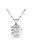 Modern Tasarım 0.15 Ct Baget Kare Tektaş Kolye - 1