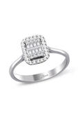 0.12 Ct. Modern Tasarım Baget Kare Tektaş Yüzük - 1