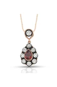 Kadın Rose Gold Damla Yakut Elmas Kolye - 1