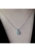 Kadın Modern Tasarım 0.08 Ct Baget Kare Tektaş Kolye - 3