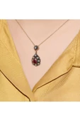 Kadın Rose Gold Damla Yakut Elmas Kolye - 2