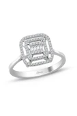 0.25 Ct. Modern Tasarım Çift Sıra Baget Pırlanta Yüzük - 1