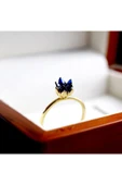 Lacivert Lotus Çiçeği Altın Yüzük thumbnail 2