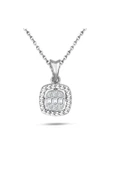 Kadın Modern Tasarım 0.08 Ct Baget Kare Tektaş Kolye - 1