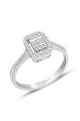 0.35 Ct. Modern Tasarım Baget Kare Tektaş Yüzük - 1