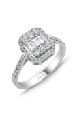 0.60 Ct Modern Tasarım Baget Kare Tektaş Yüzük 18K - 1