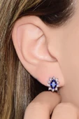 2.47 Ct Safir Pırlanta Küpe - 3