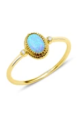 Mavi Opal Taşlı Oval Trend Yüzük - 1