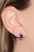2.47 Ct Safir Pırlanta Küpe - 2