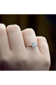 Modern Tasarım 0.15 Ct Baget Kare Tektaş Yüzük - 2