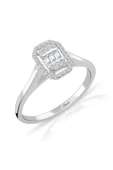 Modern Tasarım 0.15 Ct Baget Kare Tektaş Yüzük - 1