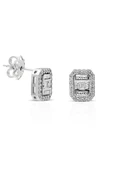 Modern Tasarım 0.18 Ct Baget Kare Tektaş Küpe - 1
