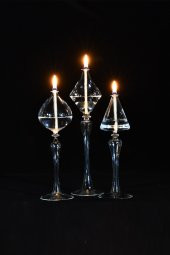 3LÜ AYAKLI CAM KANDİL DALE + 200 ML KANDİL YAĞI ŞEFFAF - 1