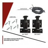 KALİTE - CAM BALKON EMNİYET PLASTİK KİLİT - BONCUKLU İP ZİNCİR TAKIM SETİ - 1