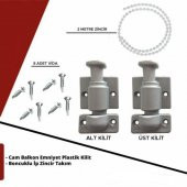 KALİTE - CAM BALKON EMNİYET PLASTİK KİLİT - BONCUKLU İP ZİNCİR TAKIM SETİ - 4