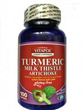 Vitapol Turmeric Milk Thistle Artichoke Gluten Free 100 Kapsül thumbnail 1