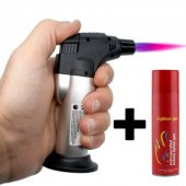 Pürmüz Turbo Meşale 1300C Jet Alevli Doldurulabilir + Bütan Gaz Hediyeli Meşalesi Torch Çakmak - 1