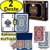 İskambil Kağıdı Star Cart Plastik İskambil Oyun Kağıdı Çift Deste Saklama Kutulu - 2