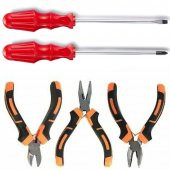5 Li Set Mini Pense Seti Yan Keski Kargaburun Düz Ve Yıldız Tornavida Elektrikci Hobi Seti - 1