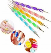 20 Parça Nail Art Tırnak Süsleme Desen Fırçası ve Dot Kalem Seti Beyaz Renk Karışık Set - 4