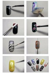 20 Parça Nail Art Tırnak Süsleme Desen Fırçası ve Dot Kalem Seti Beyaz Renk Karışık Set - 6
