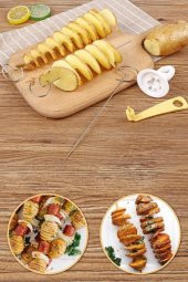Spiral Patates Dilimleyici Çubukta Patates Cips Yapma Aparatı 4 Çubuklu - 2