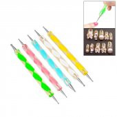 20 Parça Nail Art Tırnak Süsleme Desen Fırçası ve Dot Kalem Seti Beyaz Renk Karışık Set - 8