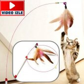 Kedi Oyuncağı Kedi Oyun Oltası Çelik 90 Cm Tüylü Kedi Oyuncağı Çelik Telli Kedi Oyun Tüyleri - 2
