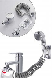 2 in 1 Spiral Hortumlu Ayarlanabilir Hareketli Banyo Mutfak Lavabo Musluk Duş Başlığı - 1