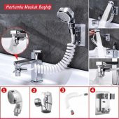 2 in 1 Spiral Hortumlu Ayarlanabilir Hareketli Banyo Mutfak Lavabo Musluk Duş Başlığı - 2