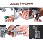 2 in 1 Spiral Hortumlu Ayarlanabilir Hareketli Banyo Mutfak Lavabo Musluk Duş Başlığı - 3