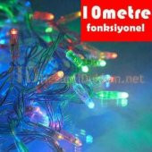 10mt 100 Led Işık Renkli Noel Yılbaşı Agaç Süsleme Parti Eylence Süs Disko Bar Süsleme - 4