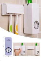 Diş Macunu Sıkma Makinesi Fırça Tutucu Macun Sıkacağı Banyo 5 li Diş Fırçalığı Fırça - 6