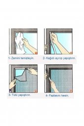 Kesilebilir Pencere Sinekliği Cırt Bantlı Yapışkanlı 150cm X 130cm Çıkarılabilir Tül Sineklik - 4