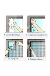 Pencere Sinekliği Kesilebilir Cırt Bantlı Yapışkanlı 130cm X 150cm Çıkarılabilir Tül Sineklik - 6