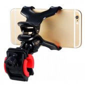 360 Derece Dönebilen Mandallı Bisiklet Telefon Kıskaç Tutacağı Telefon Tutucu - 1