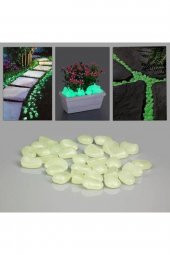 50 Adet Bahçe İçin Fosforlu Çakıl Taşı Gece Parlayan Fosforlu Çakıl Taşları Akvaryum Dekoratif - 3