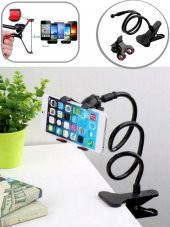 Akrobat Telefon Tutucu Spiral Gövdeli Oynar Başlıklı Kıskaçlı Masaüstü Telefon İpad Tutucu - 1