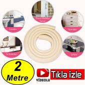 2 Metre Sarmal Krem Masa Kenar Koruyucu 1 Adet Şerit Masa Köşe Aparatı Bebek Cam Ahşap Kenar Koruma - 1