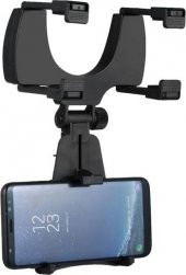 Araç İçi Dikiz Aynası Telefon ve Navigasyon Tutucu Siyah - 1