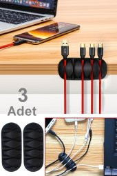 5 Kanallı Kablo Tutucu düzenleyici(tek Pakette 3 Adet  Kablo Düzenleyici Set 3 Adet Yapışkanlı Set - 1