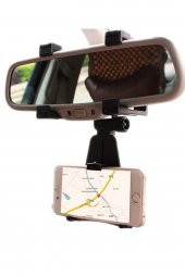 Araç İçi Dikiz Aynası Telefon ve Navigasyon Tutucu Siyah - 2