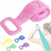 Büyük Boy Banyo Duş Sırt Kesesi Çift Taraflı Silikon Duş Lifi Fırçası 60 Cm - 3