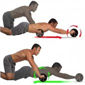 Tekerlekli Şınav Mekik Kardiyo Egzersiz Kas Spor Aleti Ayak Kol Karın Bacak Kası Geliştirme Seti - 4