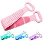 Büyük Boy Banyo Duş Sırt Kesesi Çift Taraflı Silikon Duş Lifi Fırçası 60 Cm - 7