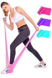 3 Lü Pilates Band Pilates Bandı Pilates Lastiği 120 X 7,5 Cm Egzersiz Direnç Lastiği - 1