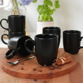 Keramika Mat Siyah Bulut Kupa 9 Cm 6 Adet - 1
