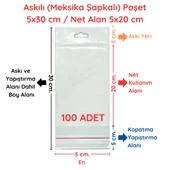 5x30 cm (Kapalı Hali 5x20 cm) 100 Adet Askılı Poşet - Meksika Şapkalı - 1
