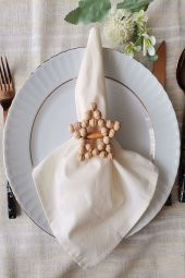 6 Adet Arı Kovanı Ahşap Halkalı Yıldız Peçete Yüzüğü thumbnail 2