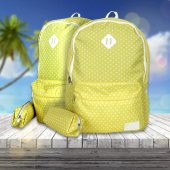 Sarı Beyaz Puantiyeli Sırt Çantası Kalemlik Hediyeli - 1